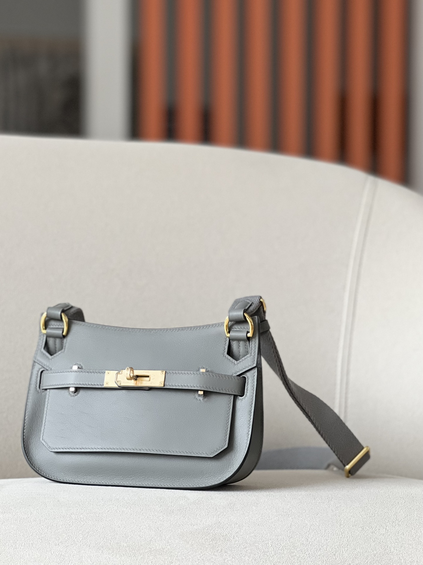 Hermes Jypsiere Mini Shoulder Bag In Grey Swift Leather